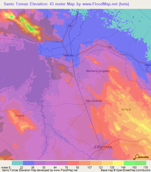 Santo Tomas,Cuba Elevation Map