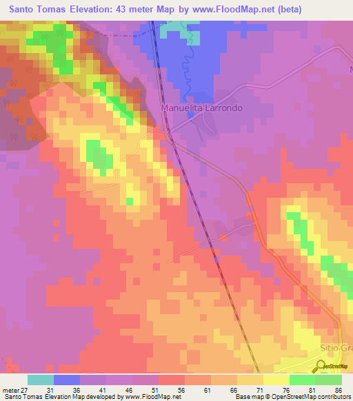 Santo Tomas,Cuba Elevation Map