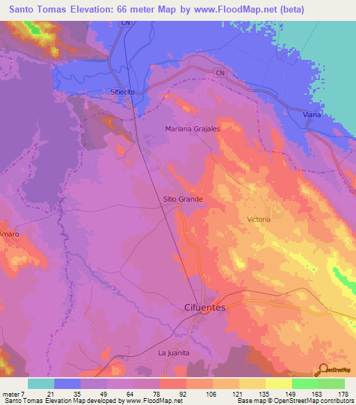 Santo Tomas,Cuba Elevation Map