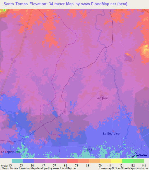 Santo Tomas,Cuba Elevation Map