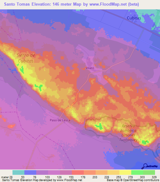 Santo Tomas,Cuba Elevation Map