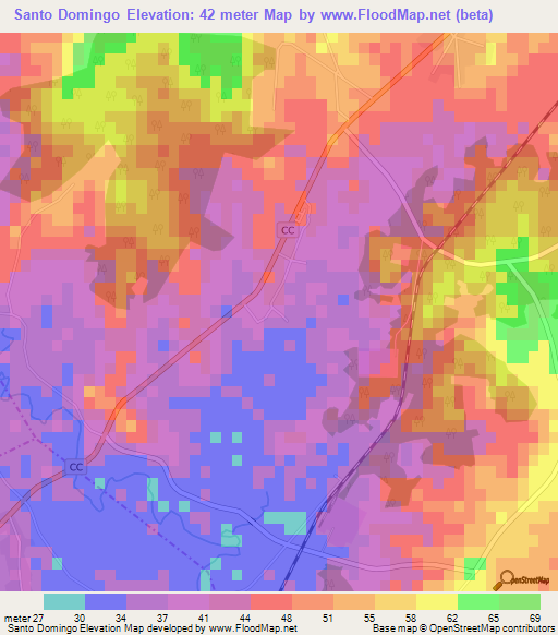 Santo Domingo,Cuba Elevation Map