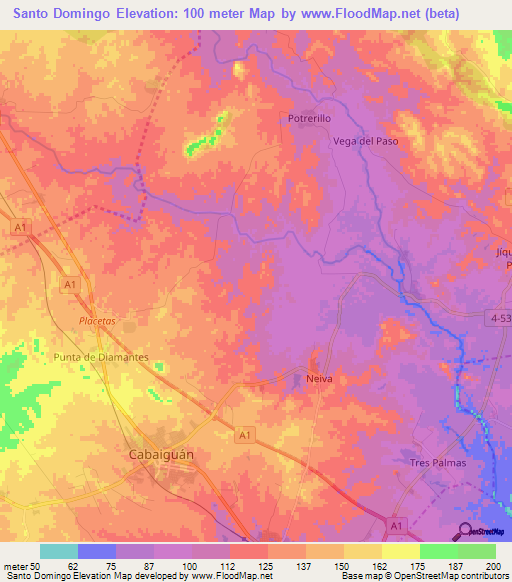 Santo Domingo,Cuba Elevation Map