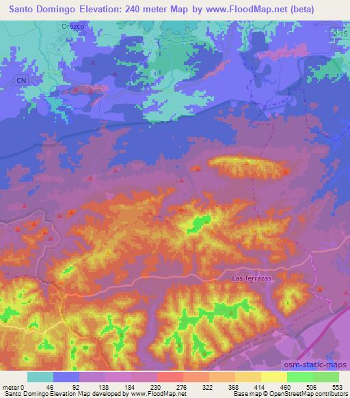 Santo Domingo,Cuba Elevation Map