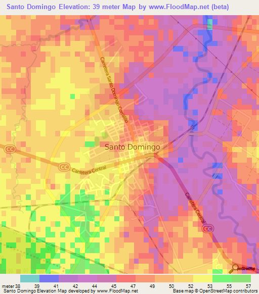 Santo Domingo,Cuba Elevation Map