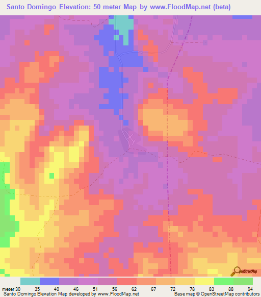 Santo Domingo,Cuba Elevation Map