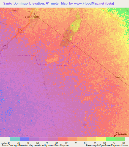 Santo Domingo,Cuba Elevation Map