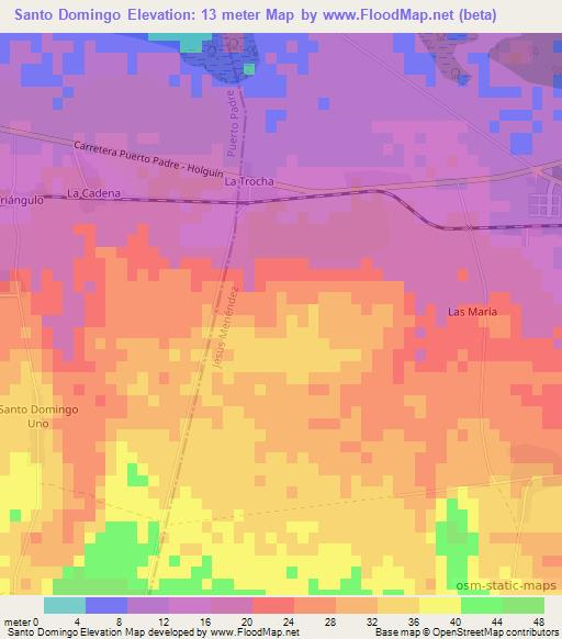 Santo Domingo,Cuba Elevation Map