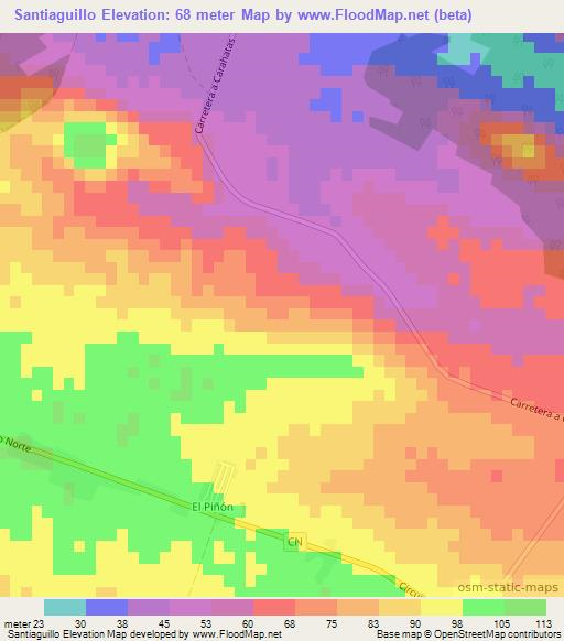 Santiaguillo,Cuba Elevation Map