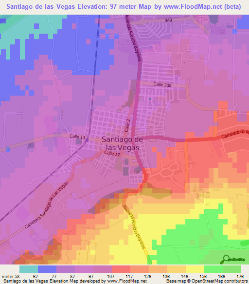Santiago de las Vegas,Cuba Elevation Map