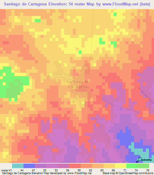 Santiago de Cartagena,Cuba Elevation Map