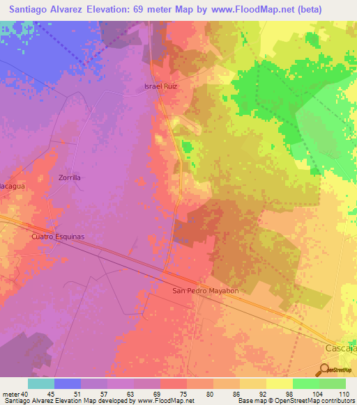 Santiago Alvarez,Cuba Elevation Map