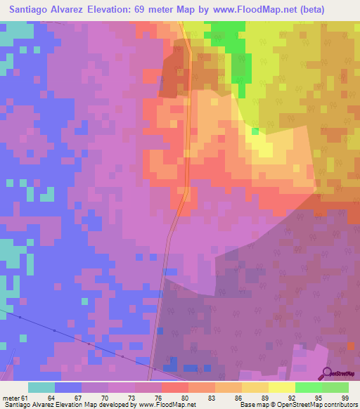 Santiago Alvarez,Cuba Elevation Map