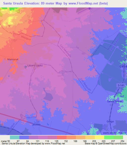 Santa Ursula,Cuba Elevation Map