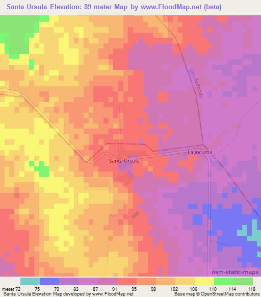Santa Ursula,Cuba Elevation Map