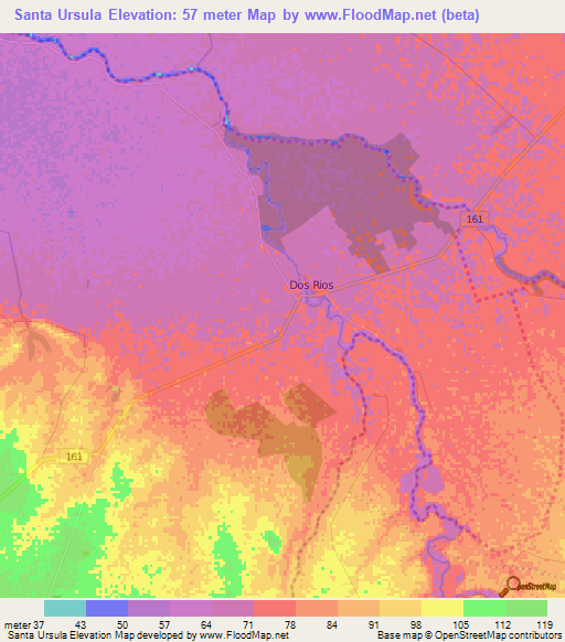 Santa Ursula,Cuba Elevation Map