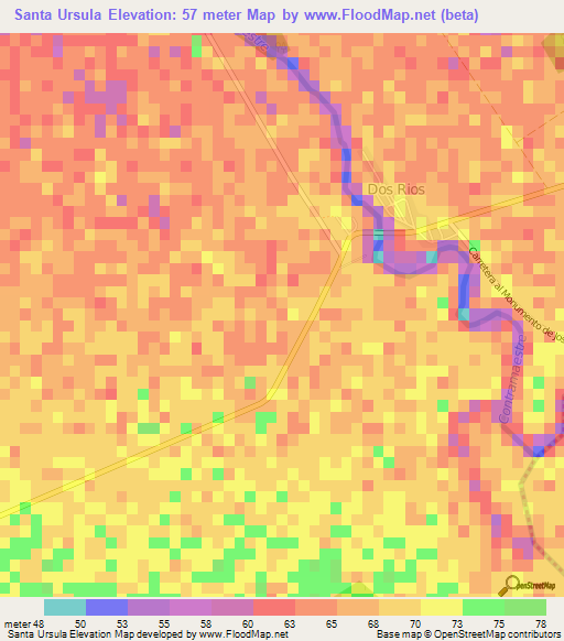 Santa Ursula,Cuba Elevation Map