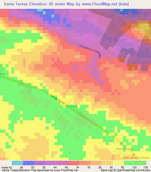 Santa Teresa,Cuba Elevation Map