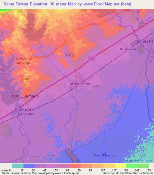 Santa Teresa,Cuba Elevation Map