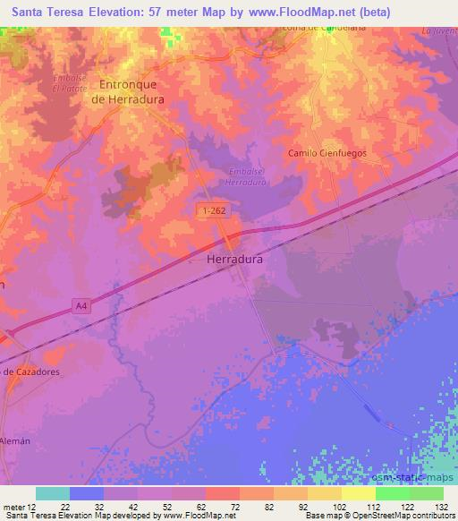 Santa Teresa,Cuba Elevation Map