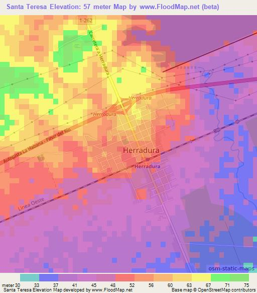 Santa Teresa,Cuba Elevation Map