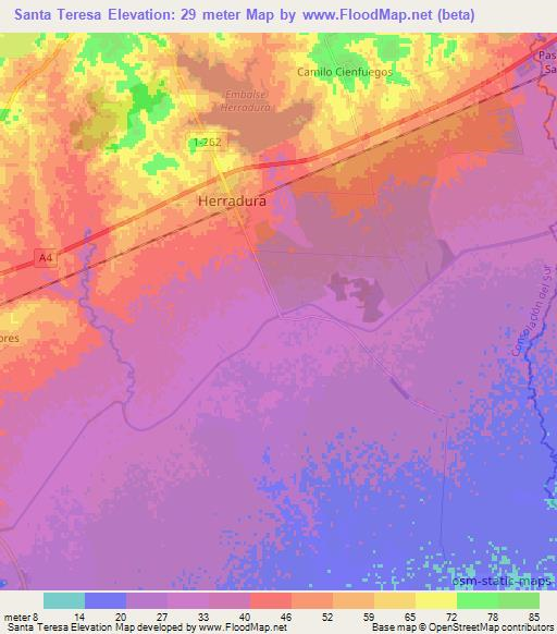 Santa Teresa,Cuba Elevation Map