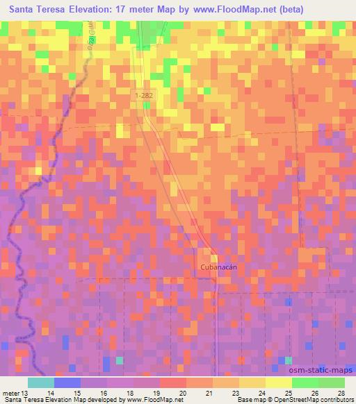 Santa Teresa,Cuba Elevation Map