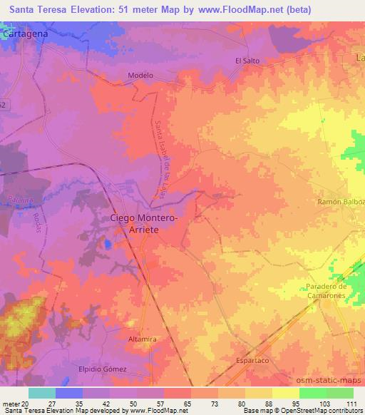 Santa Teresa,Cuba Elevation Map