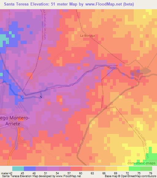 Santa Teresa,Cuba Elevation Map