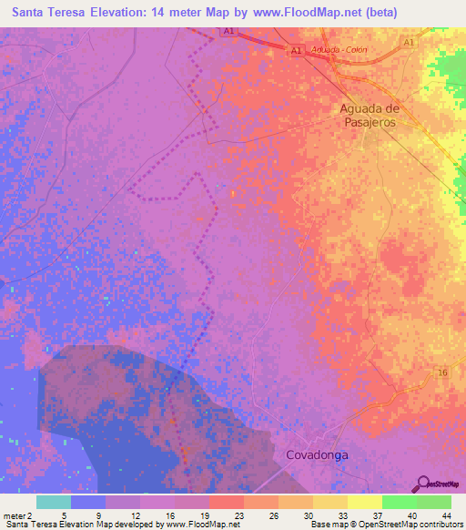 Santa Teresa,Cuba Elevation Map