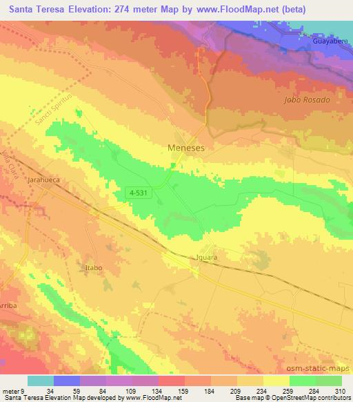 Santa Teresa,Cuba Elevation Map