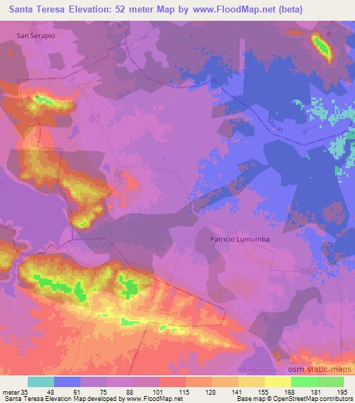 Santa Teresa,Cuba Elevation Map