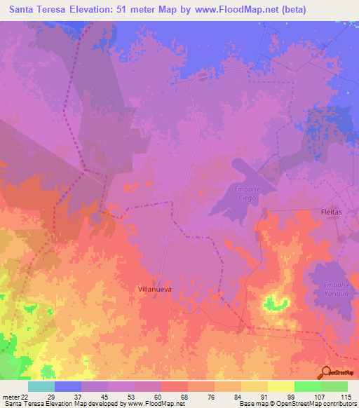 Santa Teresa,Cuba Elevation Map