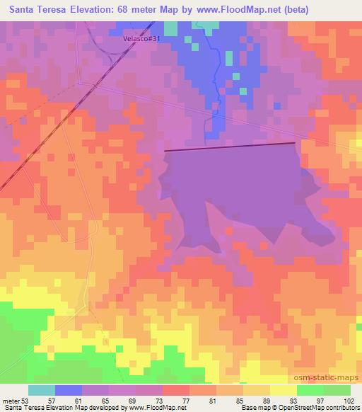 Santa Teresa,Cuba Elevation Map