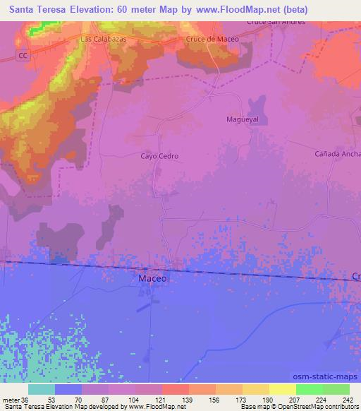 Santa Teresa,Cuba Elevation Map