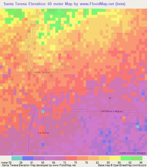 Santa Teresa,Cuba Elevation Map