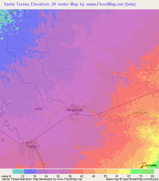Santa Teresa,Cuba Elevation Map