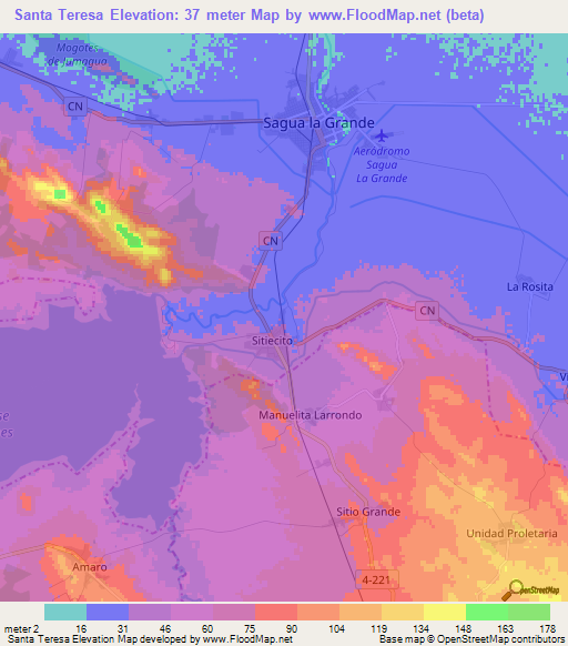 Santa Teresa,Cuba Elevation Map