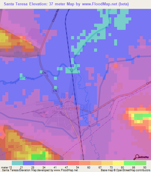 Santa Teresa,Cuba Elevation Map