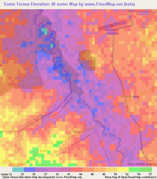 Santa Teresa,Cuba Elevation Map