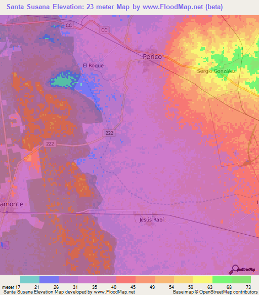 Santa Susana,Cuba Elevation Map