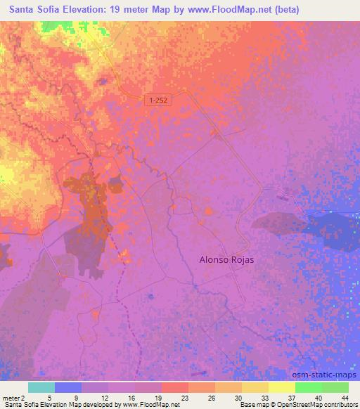 Santa Sofia,Cuba Elevation Map