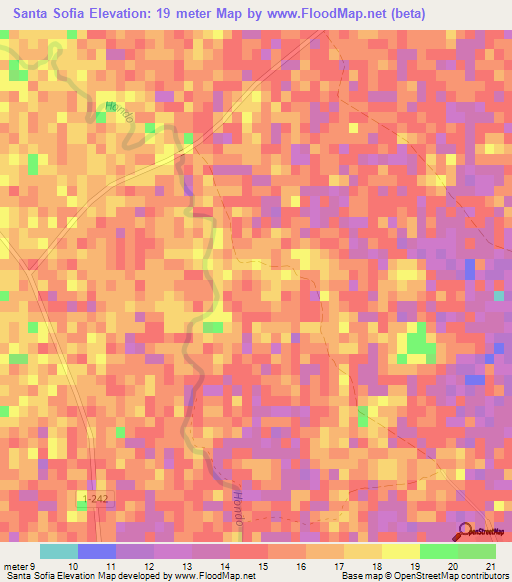Santa Sofia,Cuba Elevation Map