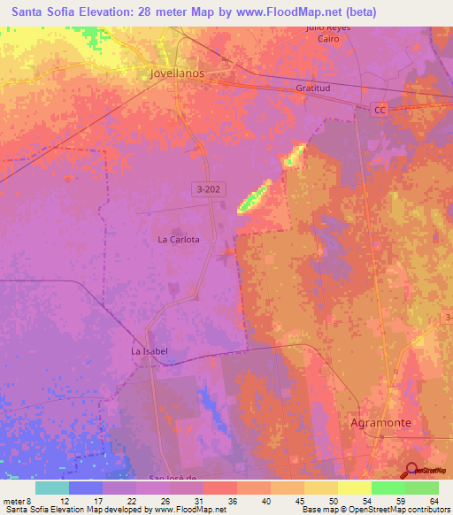 Santa Sofia,Cuba Elevation Map