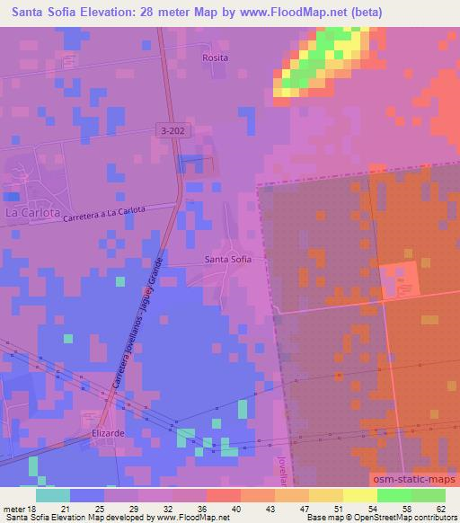 Santa Sofia,Cuba Elevation Map
