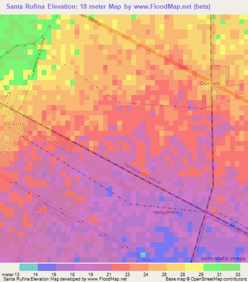 Santa Rufina,Cuba Elevation Map