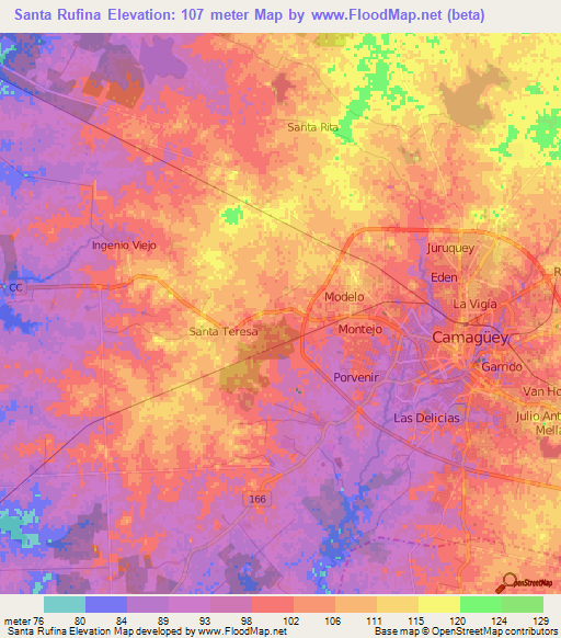 Santa Rufina,Cuba Elevation Map