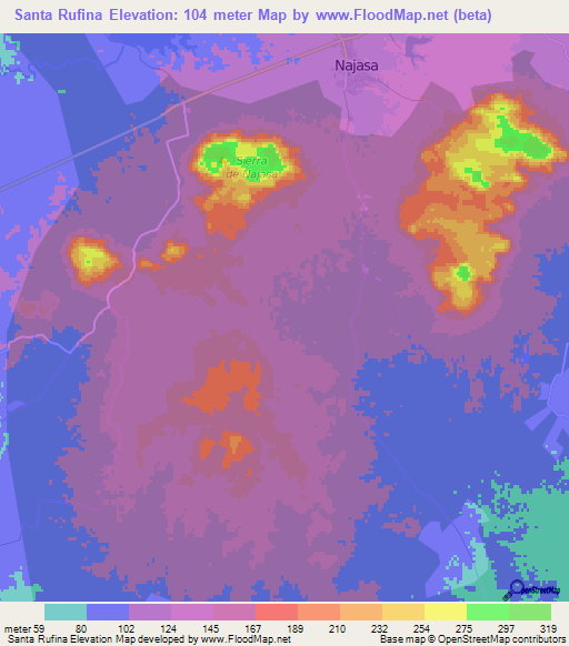 Santa Rufina,Cuba Elevation Map