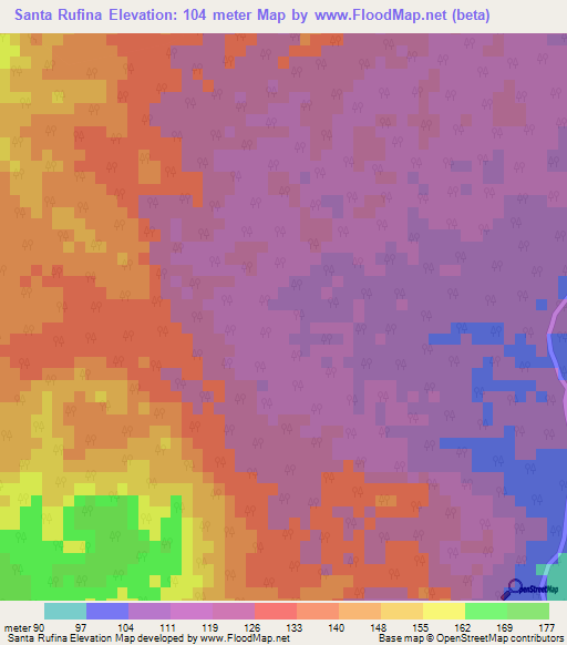 Santa Rufina,Cuba Elevation Map