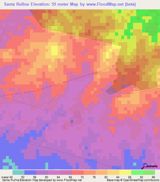 Santa Rufina,Cuba Elevation Map